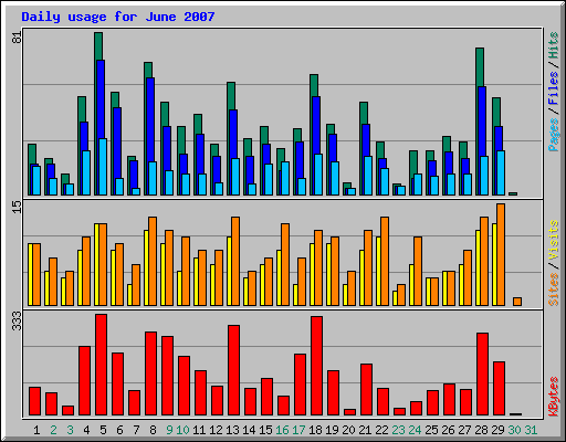 Daily usage for June 2007