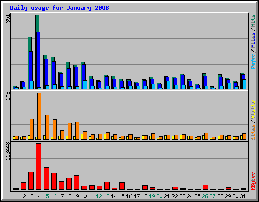 Daily usage for January 2008