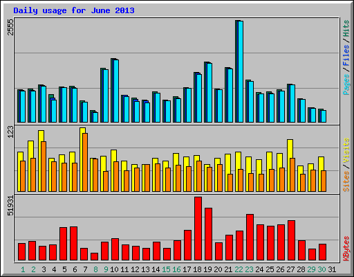 Daily usage for June 2013