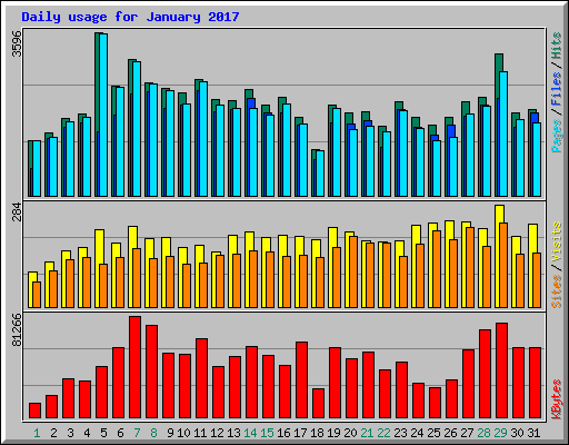 Daily usage for January 2017