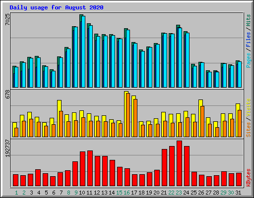 Daily usage for August 2020