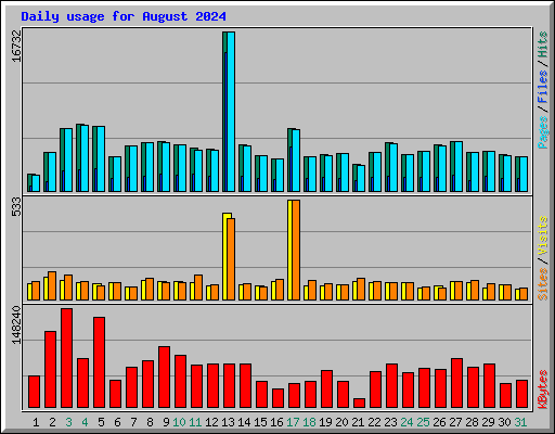Daily usage for August 2024