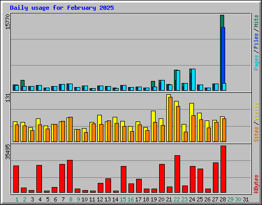 Daily usage for February 2025