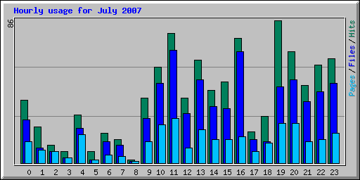 Hourly usage for July 2007