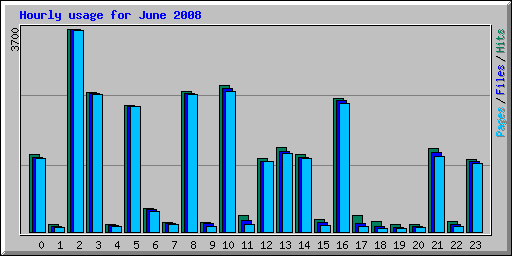 Hourly usage for June 2008