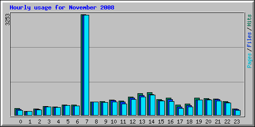 Hourly usage for November 2008
