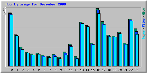 Hourly usage for December 2009