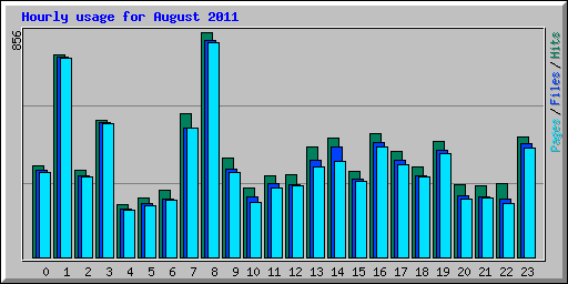 Hourly usage for August 2011