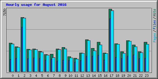 Hourly usage for August 2016